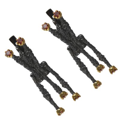 Серебряные серьги BEAVERS с гранатом 2109g_ox