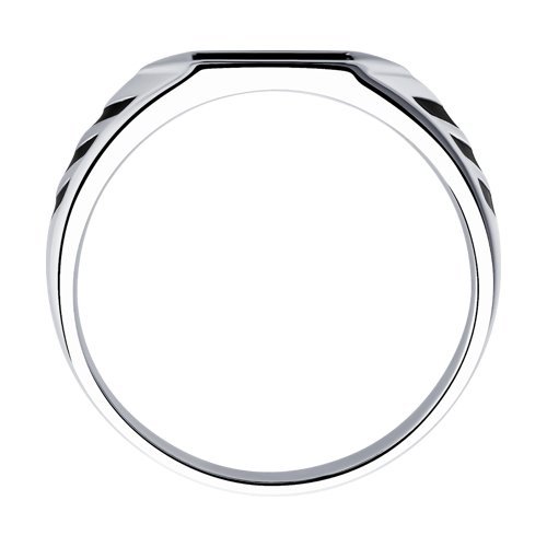 Кольцо-печатка из серебра 925 с наношпинелью и эмалью «Черный вектор» Соколов (арт.94012168)