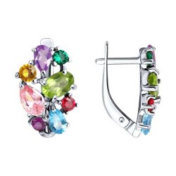 Серьги из серебра с миксом камней (Арт.92022739)