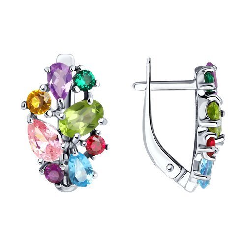 Серьги из серебра с миксом камней (Арт.92022739)