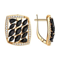 Серьги из золочёного серебра со шпинелью и фианитами (Арт.92022822)