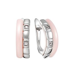 Серьги из серебра с керамикой и фианитом (Арт.tc-e01728-pin-w-x-x-w)
