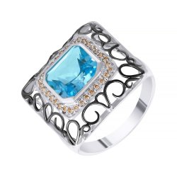 Кольцо из белого золота с бриллиантом и топазом (Арт.r33907v-5_bt_wg)