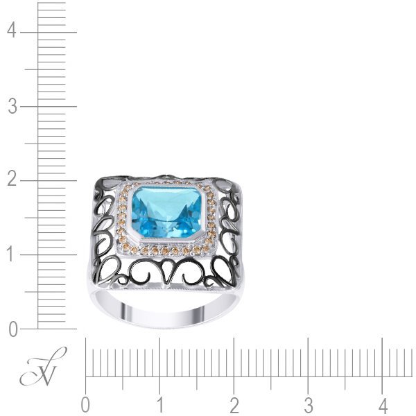 Кольцо из белого золота с бриллиантом и топазом (Арт.r33907v-5_bt_wg)