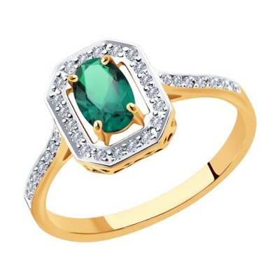 Кольцо из золота с бриллиантами и изумрудом (Арт.3010569)