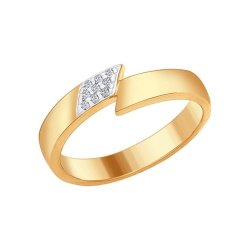 Кольцо из золочёного серебра с фианитами (Арт.93010566)