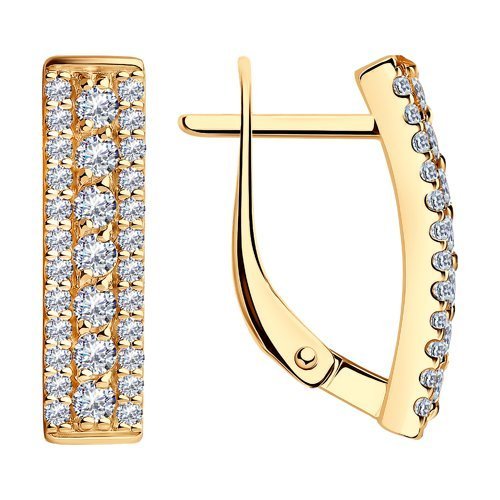 Серьги из золочёного серебра с фианитами (Арт.93020479)