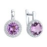 Серьги из серебра с аметистами и фианитами (Арт.94-320-02052-3)