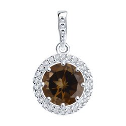 Подвеска из серебра с раухтопазом и фианитами (Арт.94-330-02052-4)