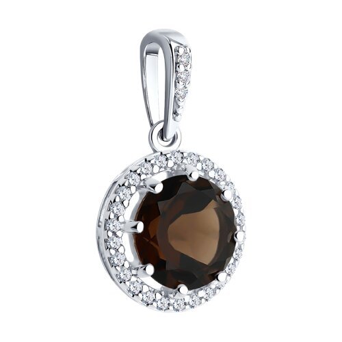 Подвеска из серебра с раухтопазом и фианитами (Арт.94-330-02052-4)