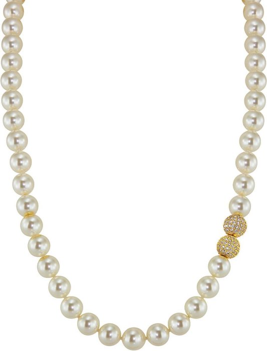 Ожерелье из серебра с жемчугом и куб. цирконием (Арт.32l-gk-3)