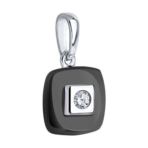 Подвеска из серебра с керамической вставкой и фианитом (Арт.94-130-01278-1)