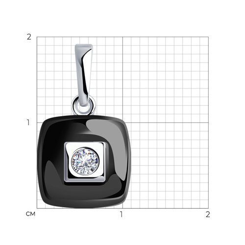 Подвеска из серебра с керамической вставкой и фианитом (Арт.94-130-01278-1)