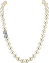 Ожерелье из серебра с жемчугом и кристаллом swarovski (Арт.5l-sk-3)