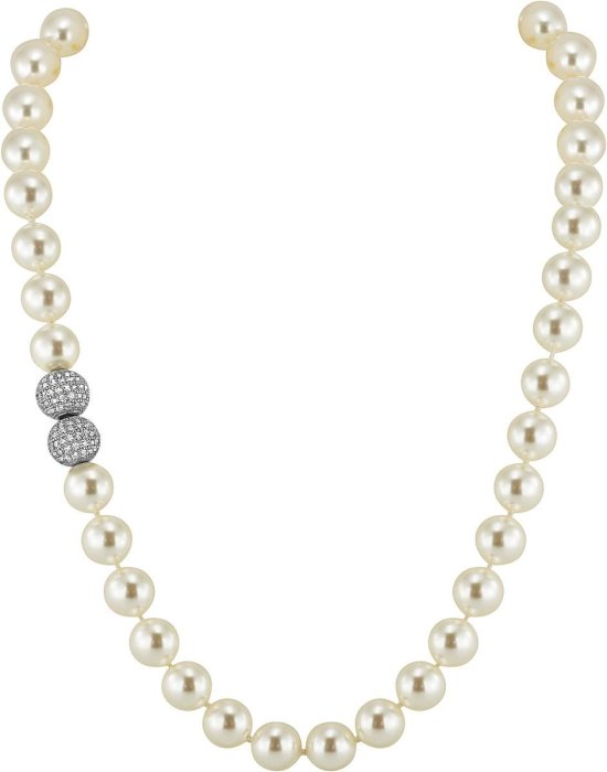 Ожерелье из серебра с жемчугом и куб. цирконием (Арт.5l-sk-3)