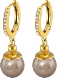 Серьги из серебра с жемчугом и кристаллом swarovski (Арт.aas-4-b-10-9-g)