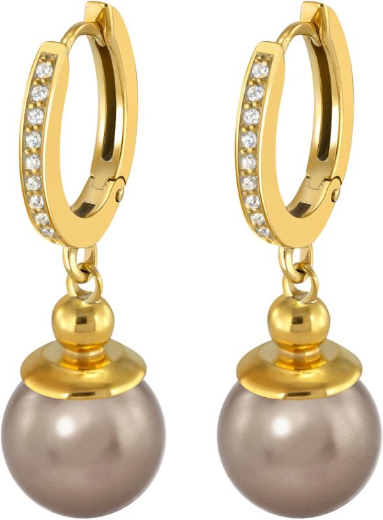 Серьги из серебра с жемчугом и кристаллом swarovski (Арт.aas-4-b-10-9-g)