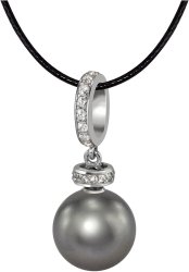 Кулон из серебра с жемчугом и кристаллом swarovski (Арт.abp-2-10-31-s)