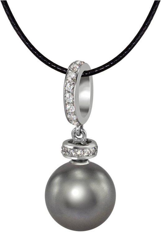 Кулон из серебра с жемчугом и кристаллом swarovski (Арт.abp-2-10-31-s)
