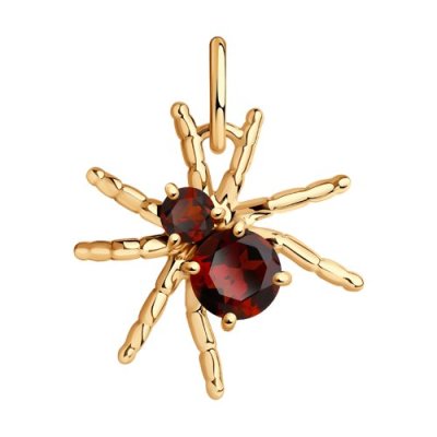 Кулон золотой с гранатом «Паучок чарующий» Соколов (арт.51-330-01432-1)