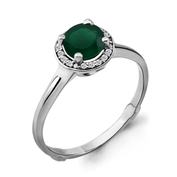 Серебряное кольцо с агатом зелёным AQUAMARINE 6399109А.5