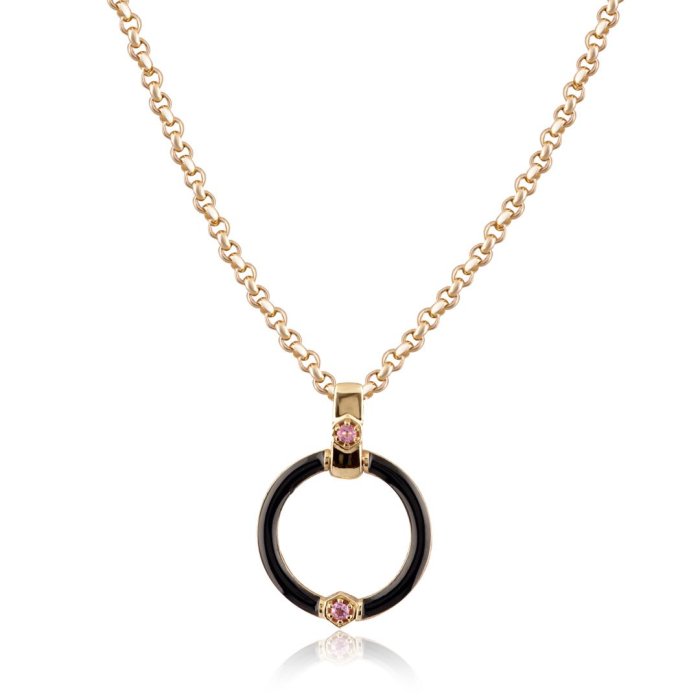 Ожерелье из золота с бриллиантом и ониксом Русские Самоцветы (Арт.95859)