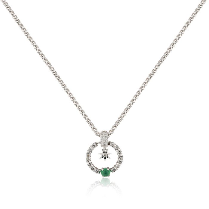 Ожерелье из золота с бриллиантом и ониксом Русские Самоцветы (Арт.95859)