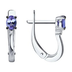 Серьги из белого золота с бриллиантами и танзанитами (Арт.6024297-3)