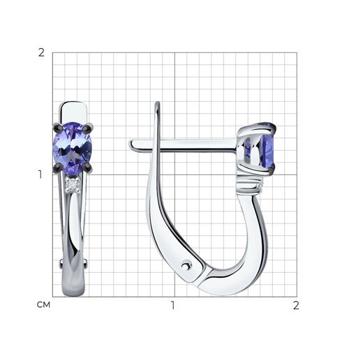 Серьги из белого золота с бриллиантами и танзанитами (Арт.6024297-3)