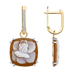 Серьги из золота с бриллиантами и камеей (Арт.6029052)