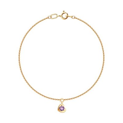 Браслет золотой пробы 585 с аметистом (Арт.750630)