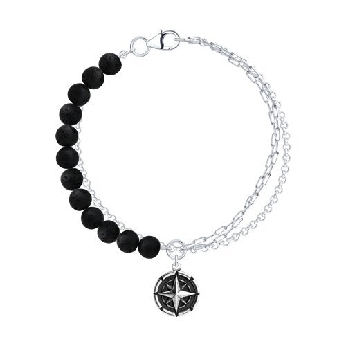 Браслет из серебра с вулканической лавой «Полярный ориентир» SOKOLOV (арт.83050067)