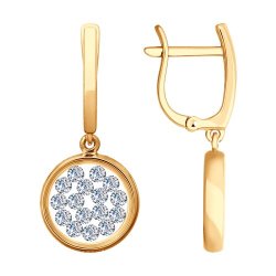 Серьги из золота с минеральным стеклом и фианитами (Арт.027851)