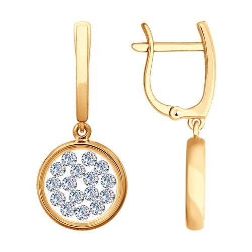 Серьги из золота с минеральным стеклом и фианитами (Арт.027851)