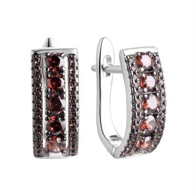 Серьги из серебра с фианитом (Арт.cz-e00681-x-wb-db-x-db)