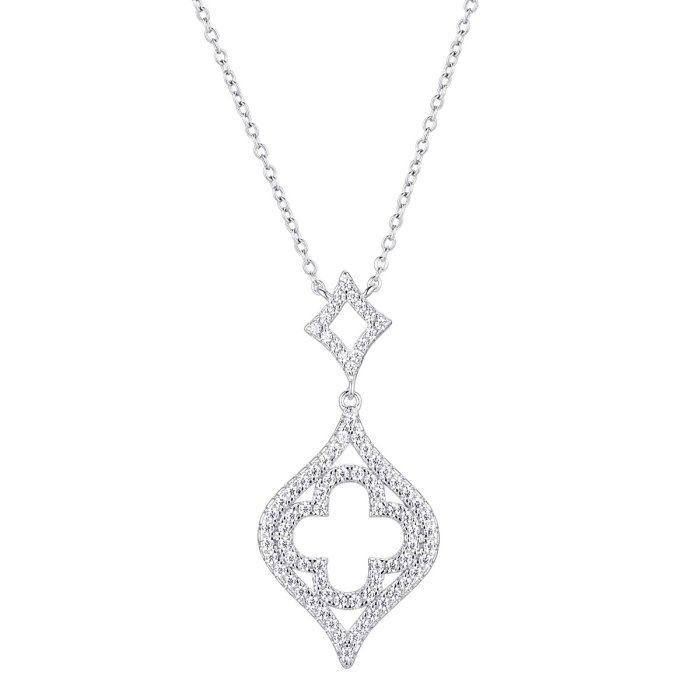 Ожерелье из серебра с фианитом (Арт.cz-n02935-x-w-x-x-w)