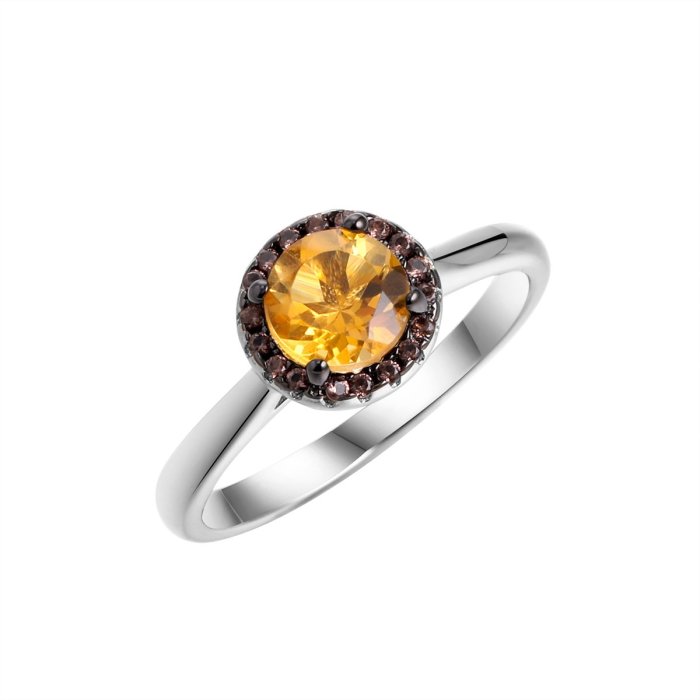 Кольцо из серебра с цитрином (Арт.cz-r00923-x-wb-ys-x-br)