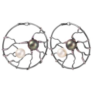 Серьги золото с жемчугом и сапфирами «Дуэт Океана» MY JEWELS (арт.417983)