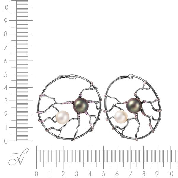 Серьги из золота с жемчугом и сапфиром (Арт.417983_ps_bwp_wp_blk)