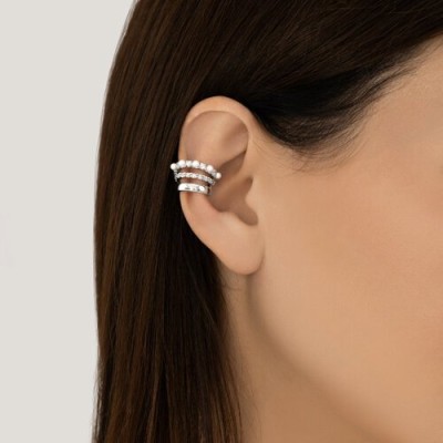 Серьга из серебра с жемчугом и фианитами (Арт.92170004)