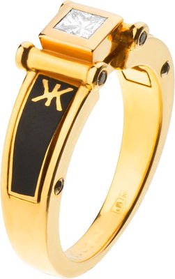 Кольцо из золота с бриллиантом и эмалью (Арт.4265dpln)