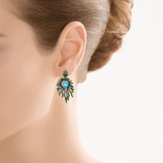 Серьги из золота с сапфирами и топазами «Перо океана» MYJEWELS (арт.AASE3212)