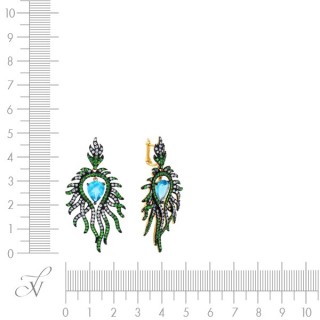 Серьги из золота с сапфирами и топазами «Перо океана» MYJEWELS (арт.AASE3212)