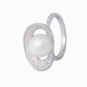 Кольцо серебряное с жемчугом и фианитами «Nautilus Glow» Fresh Jewelry (арт.PI-R01334-X-W-PN-X-W)