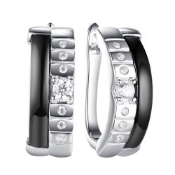 Серьги из серебра с керамикой и фианитом (Арт.tc-e01039-b-w-x-x-w)