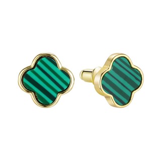 Серьги серебряные с малахитом «Lucky Clover» Fresh Jewelry (арт.TC-E02153-X-L-Mal-X-X)