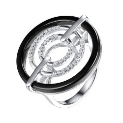 Кольцо из серебра с керамикой и фианитом (Арт.tc-r00614-b-w-x-x-w)