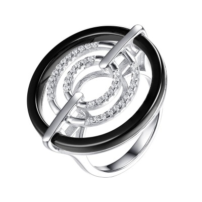 Кольцо серебряное с керамикой и фианитами «Ceramic Orbit» Fresh Jewelry (арт.TC-R00614-B-W-X-X-W)