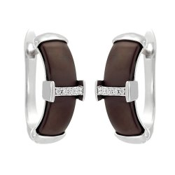 Серьги из серебра с керамикой и куб. цирконием (Арт.tm-e00448-br-w-x-x-w)