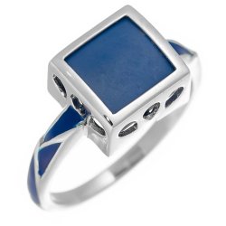 Кольцо из серебра с керамикой и эмалью (Арт.tm-r01334-vl-w-x-bl-x)